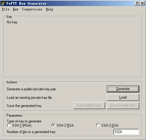 Putty Key Generator 界面